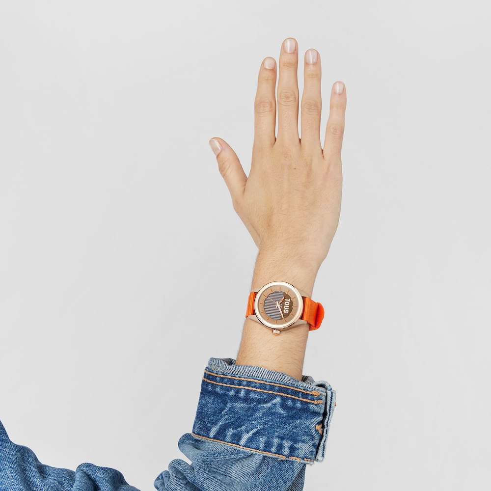 Reloj anal&oacute;gico solar naranja Vibrant Sun