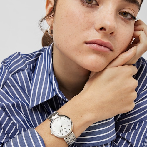 Reloj analógico con brazalete de acero S-Band