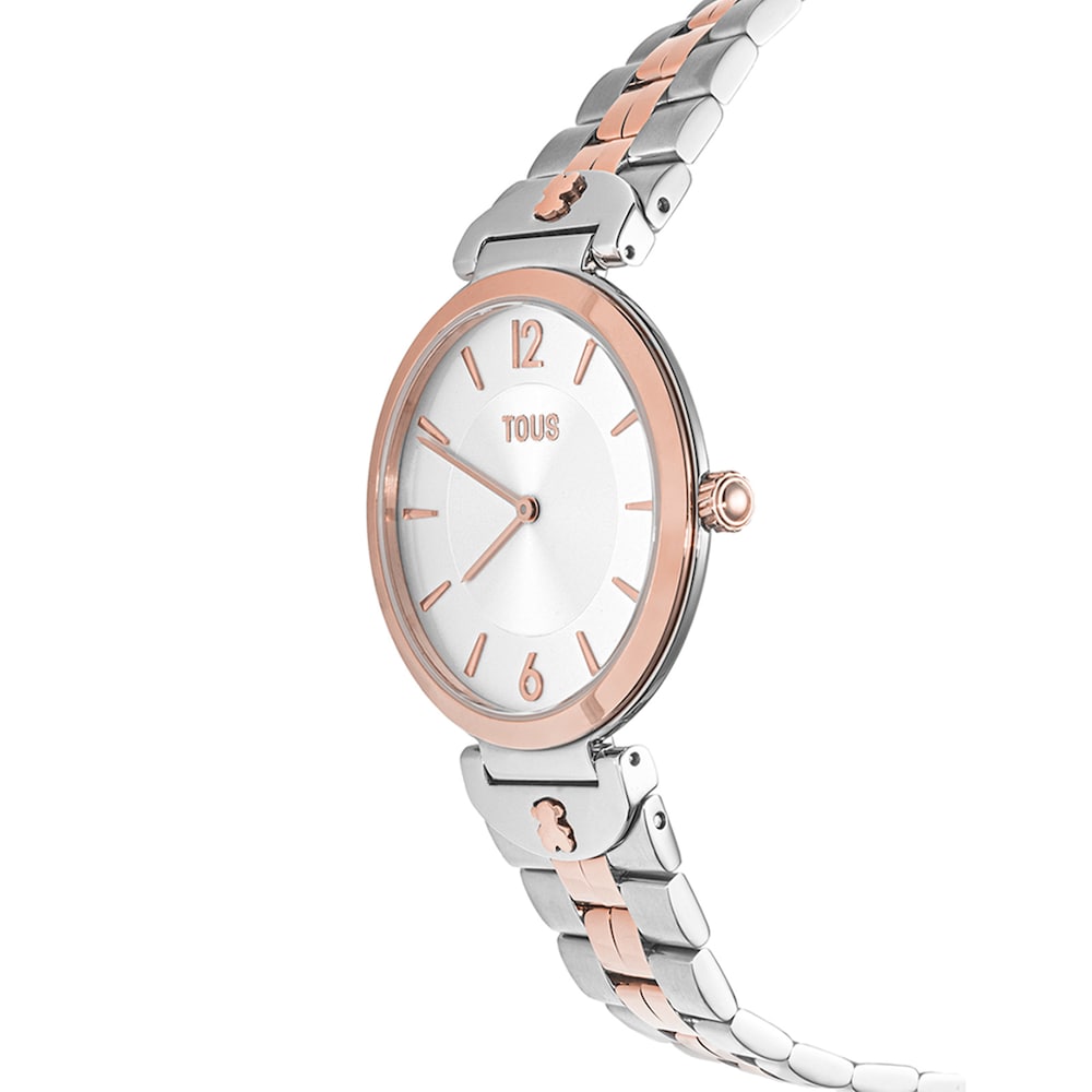 Reloj analógico con brazalete de acero y acero IPRG rosado S-Band Reloj analógico con brazalete de acero y acero IPRG rosado S-Band