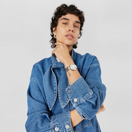 Reloj analógico con brazalete de acero y acero IPRG rosado S-Band