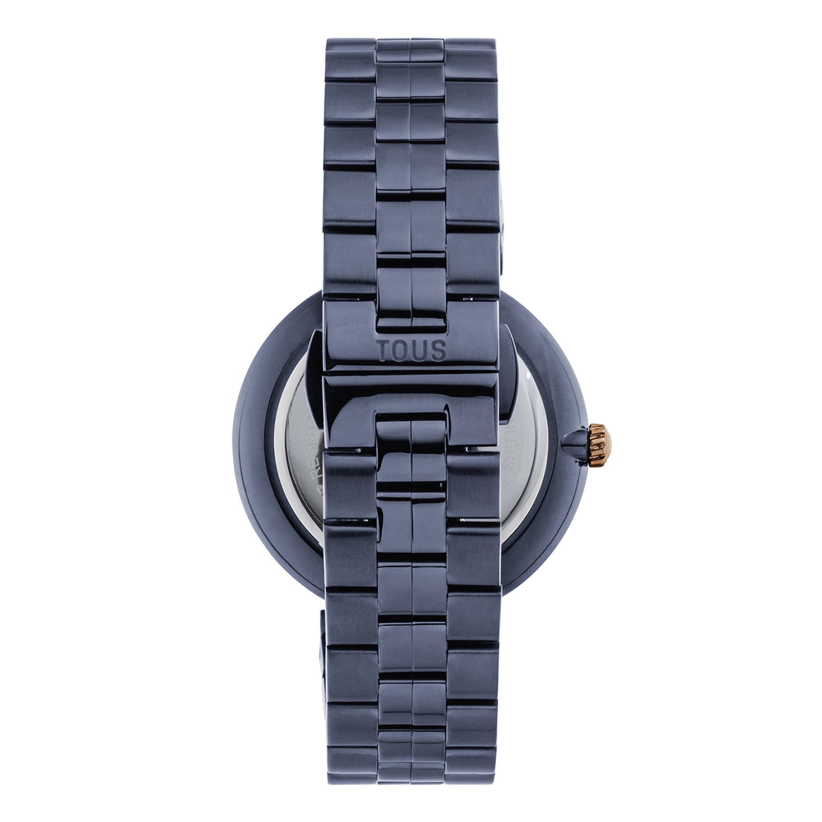 Reloj analógico con brazalete de acero IP azul y acero IPRG rosado S-Band