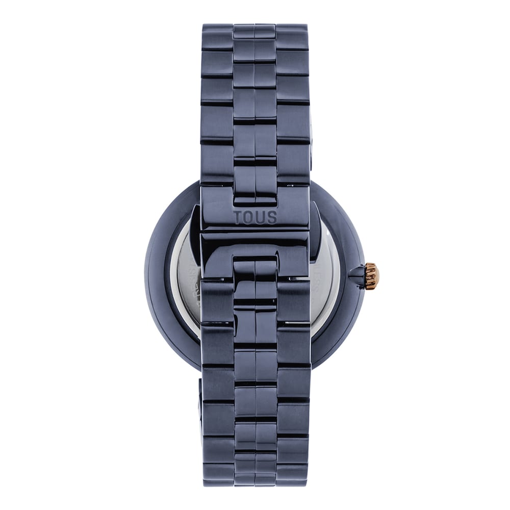 Reloj analógico con brazalete de acero IP azul y acero IPRG rosado S-Band