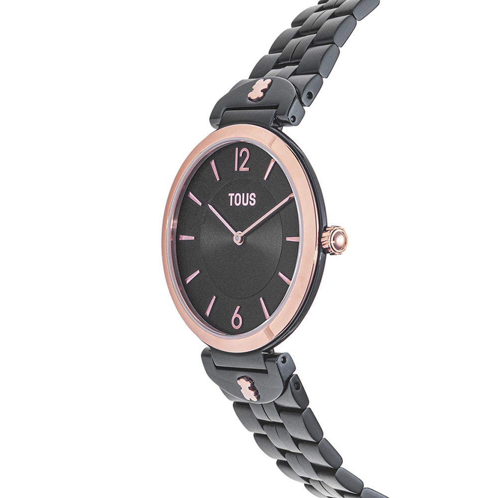 Analogue watch with gray-colored IP steel and pink-colored IPRG steel wristband S-Band image number 1