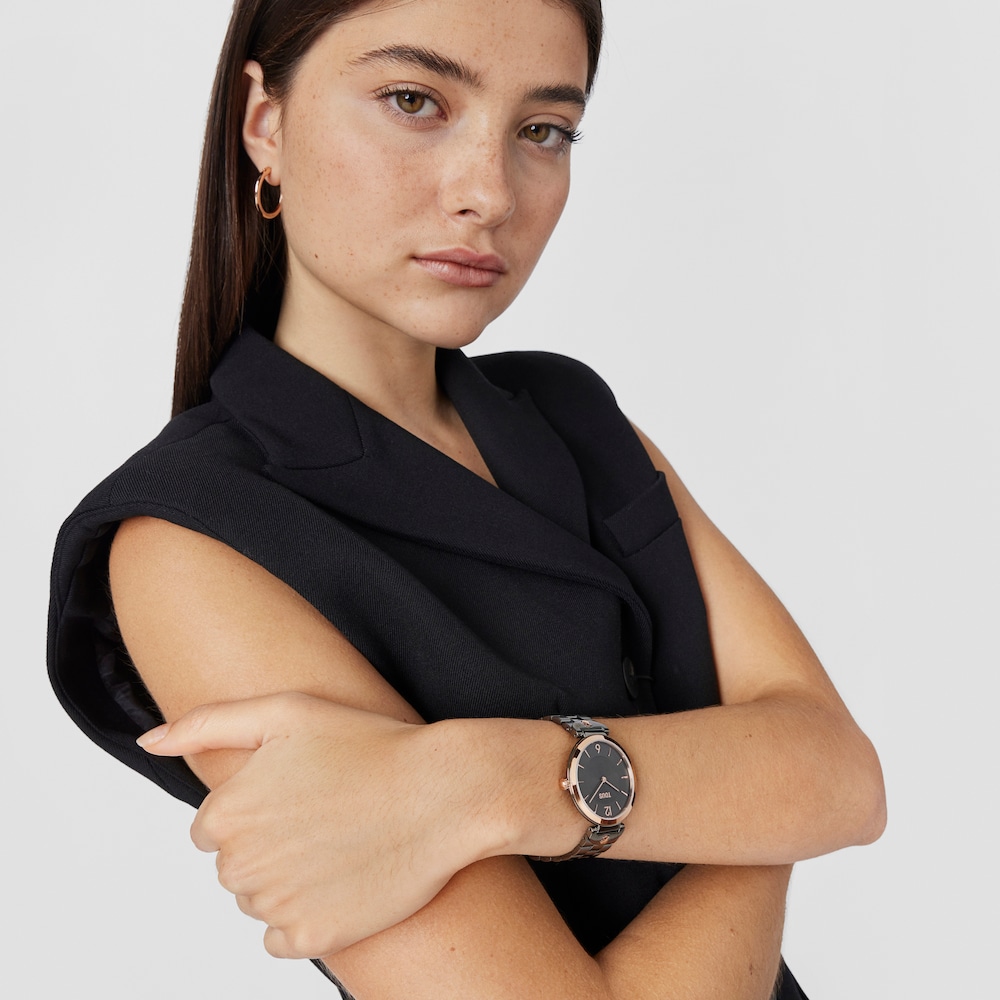 Analogue watch with gray-colored IP steel and pink-colored IPRG steel wristband S-Band image number 3