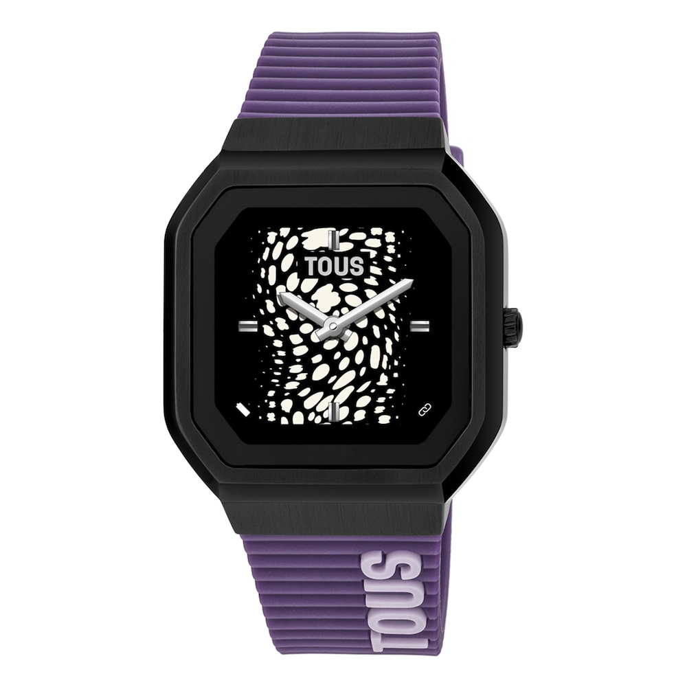 Reloj smartwatch con correa de nylon y correa de silicona lila B-Connect