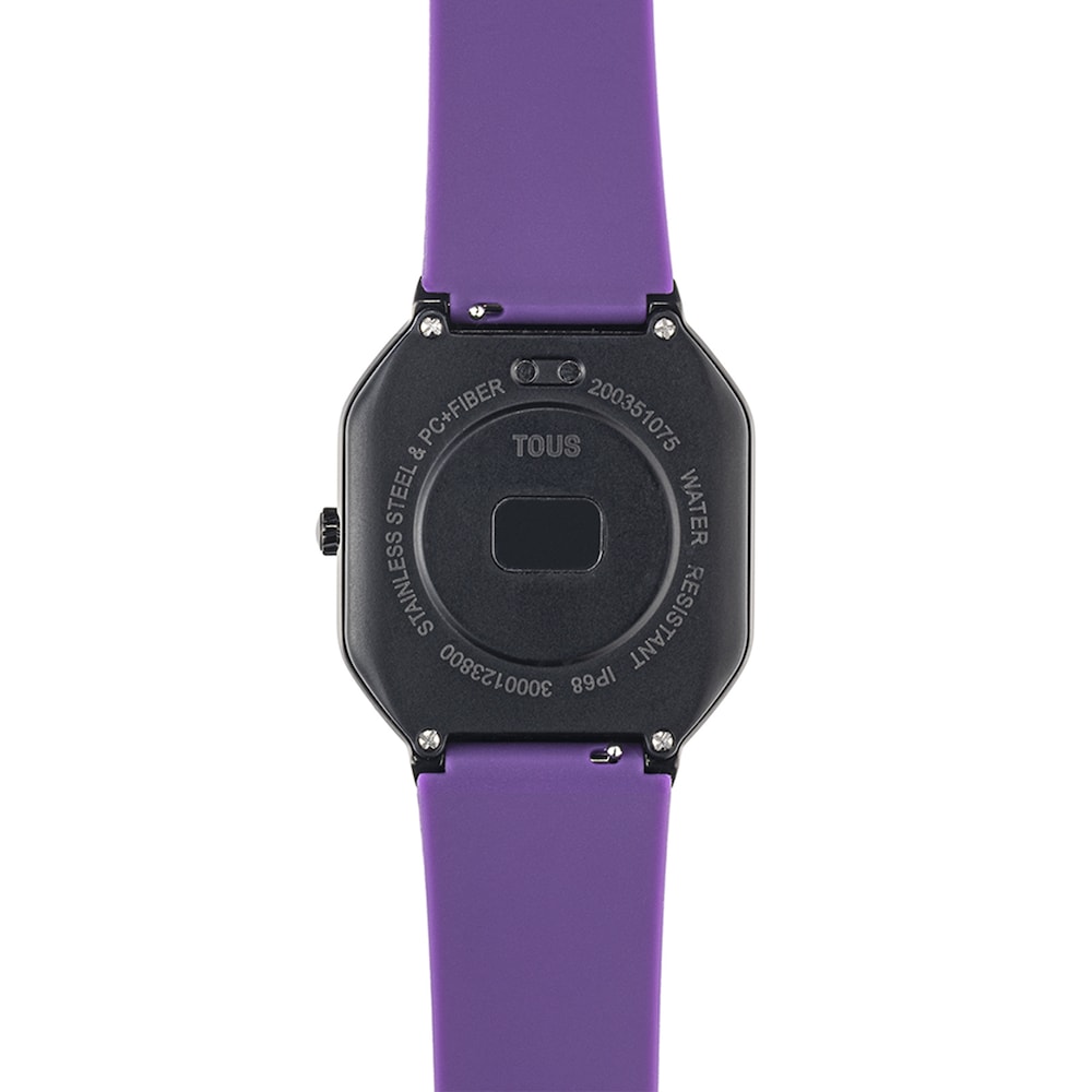 Reloj smartwatch con correa de nylon y correa de silicona lila B-Connect
