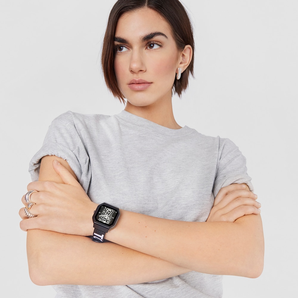 Reloj smartwatch con correa de nylon y correa de silicona lila B-Connect Reloj smartwatch con correa de nylon y correa de silicona lila B-Connect