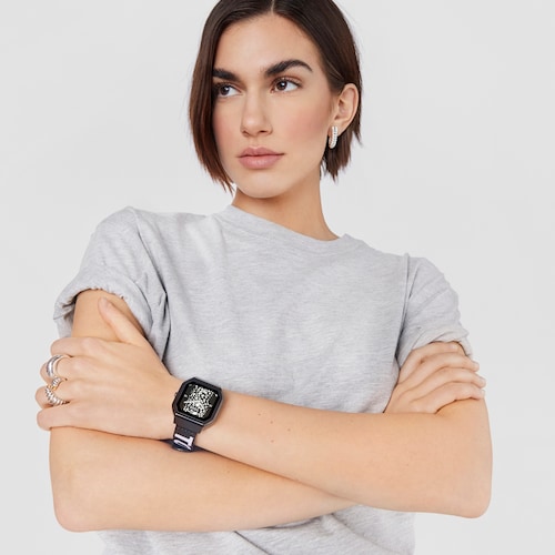 Smartwatch with nylon strap and lilac silicone strap B-Connect