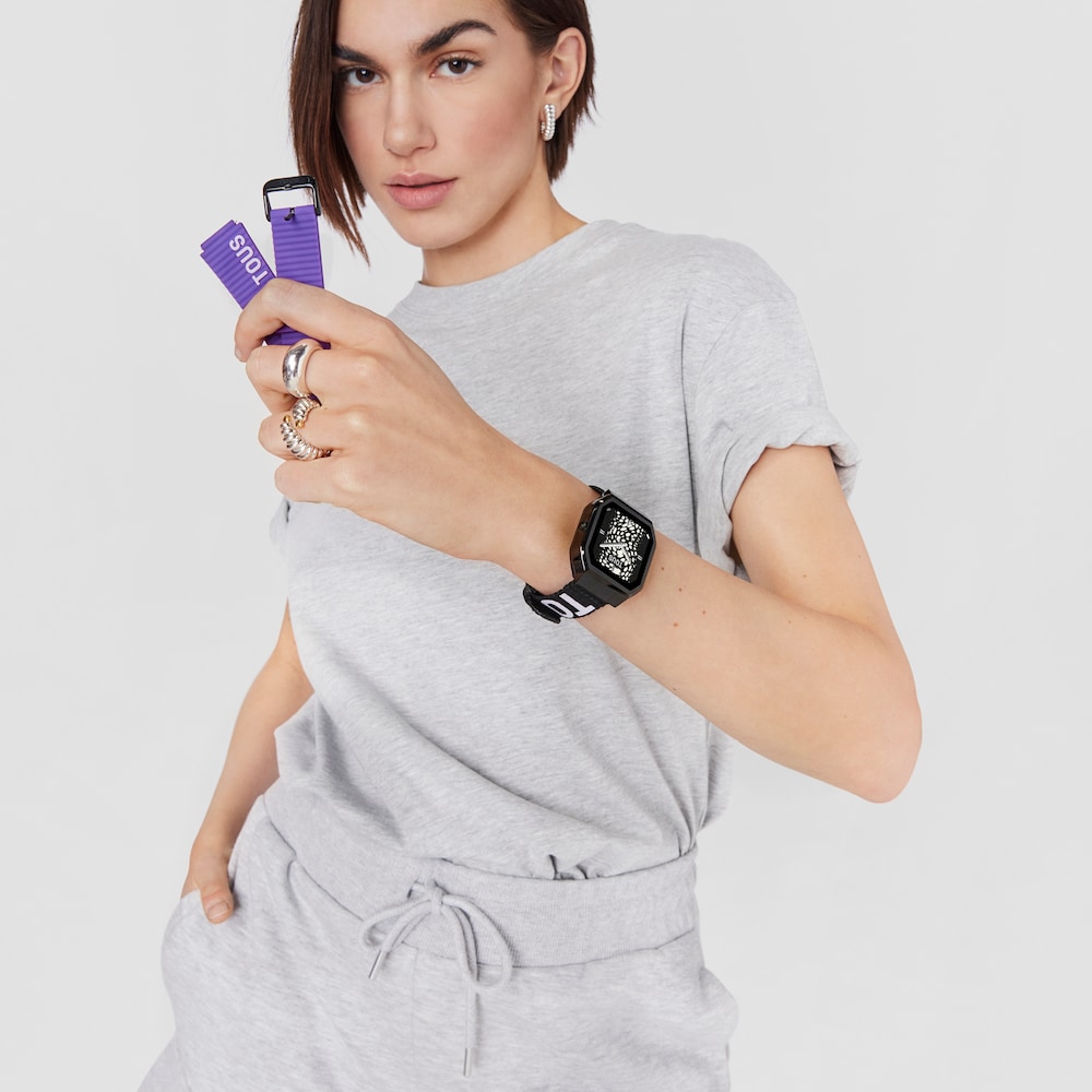 Reloj smartwatch con correa de nylon y correa de silicona lila B-Connect Reloj smartwatch con correa de nylon y correa de silicona lila B-Connect