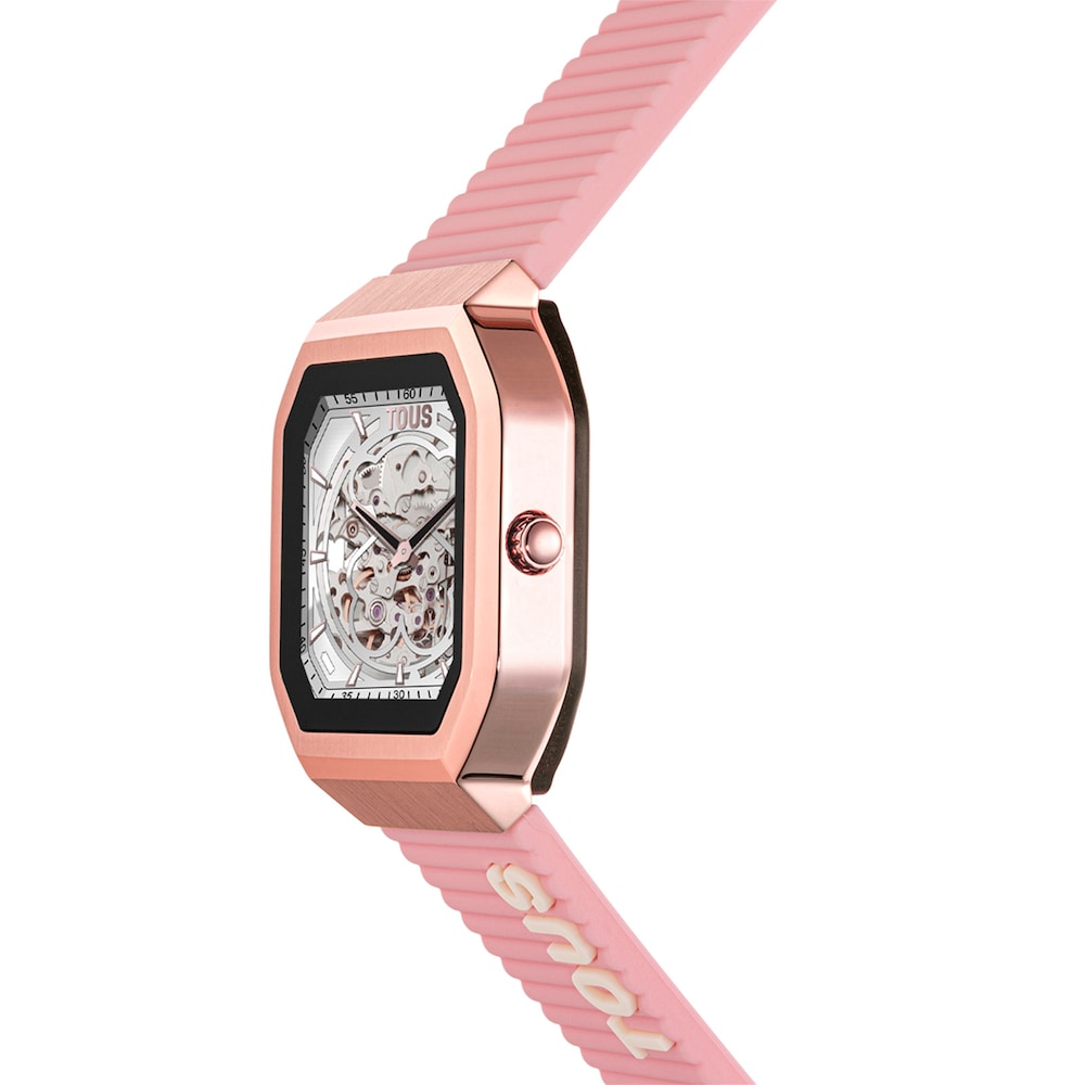 Reloj smartwatch con correa de nylon y correa de silicona rosa B-Connect Reloj smartwatch con correa de nylon y correa de silicona rosa B-Connect