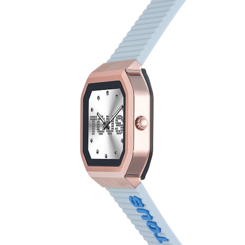 Smartwatch with nylon strap and blue silicone strap B-Connect