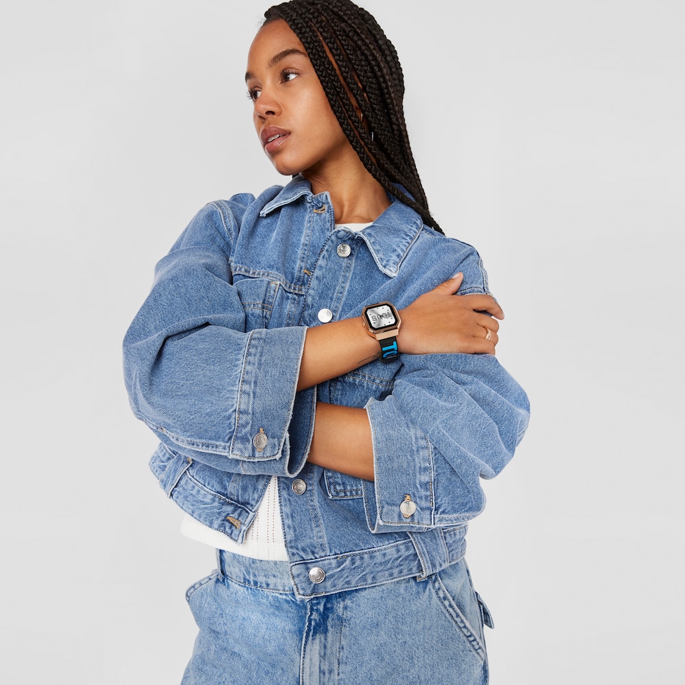 Reloj smartwatch con correa de nylon y correa de silicona azul B-Connect