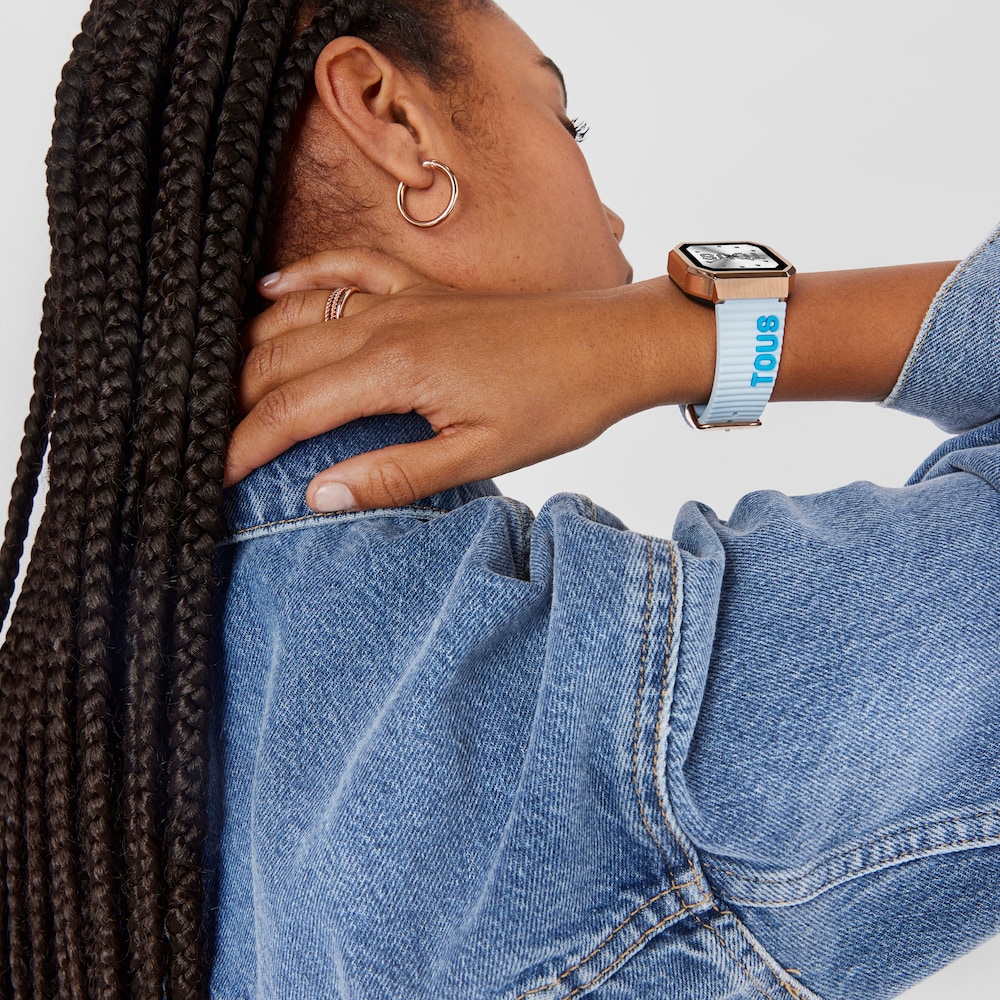 Reloj smartwatch con correa de nylon y correa de silicona azul B-Connect