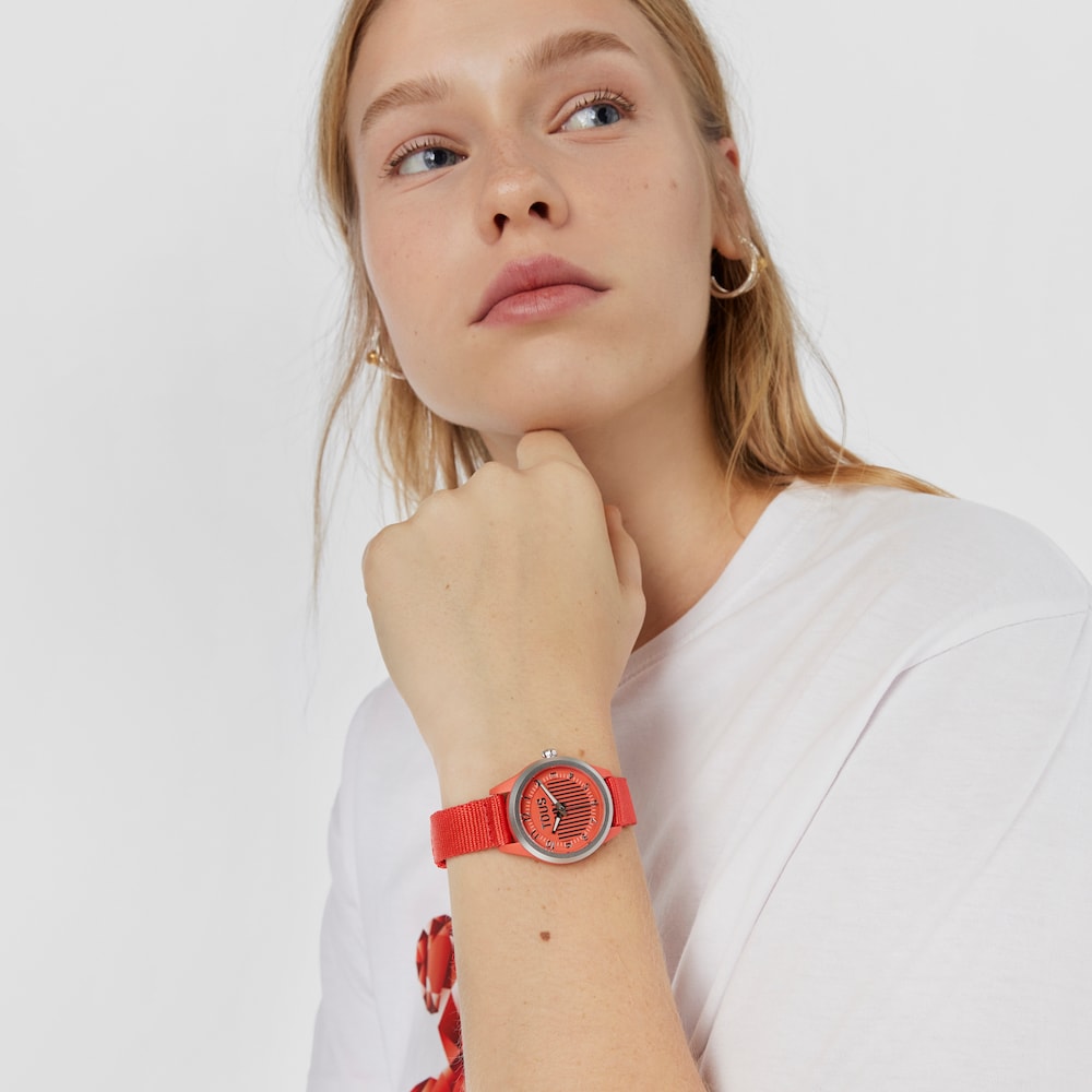Czerwony analogowy zegarek Vibrant Sun