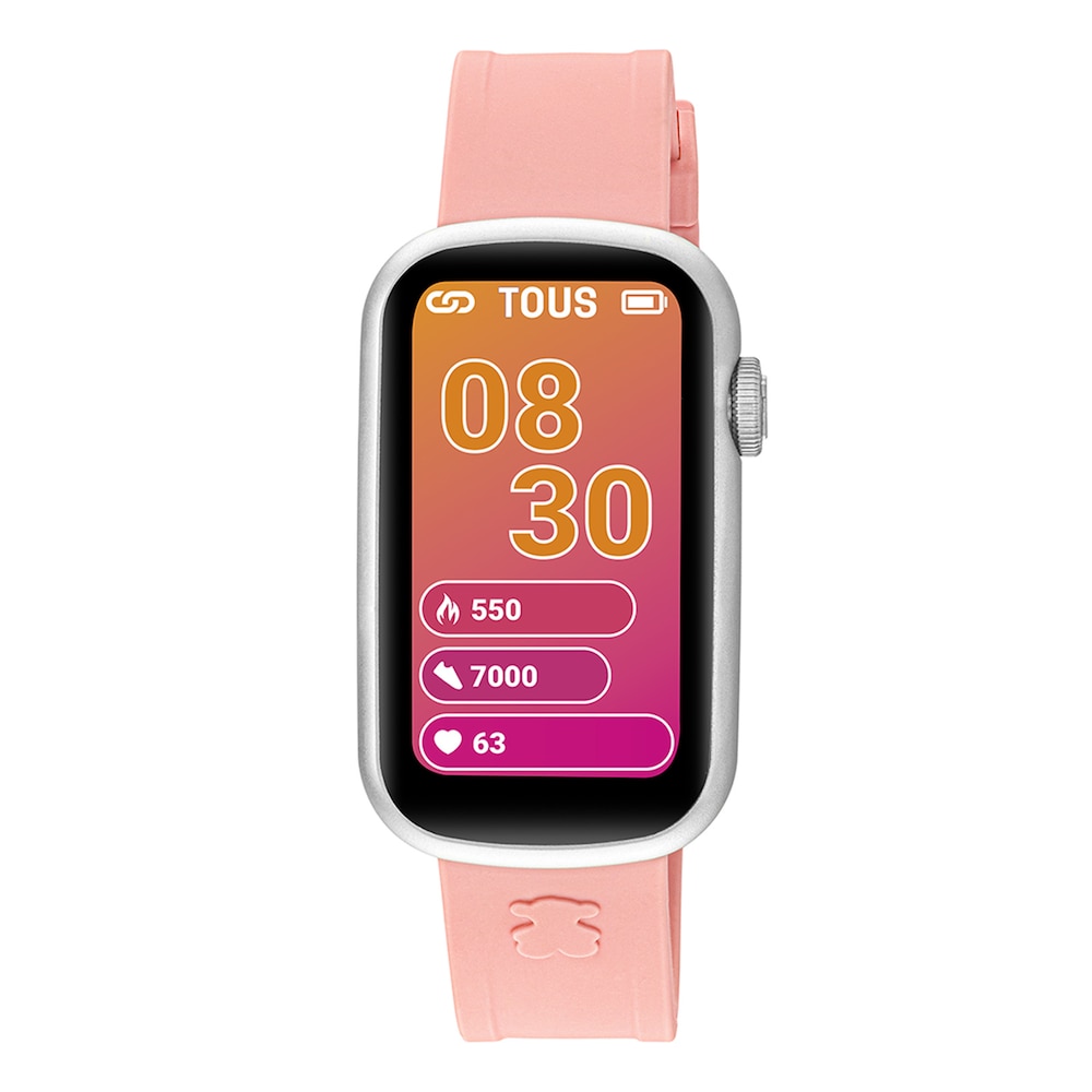 Reloj smartwatch con correa de nylon y correa de silicona rosa T-Band image number 1