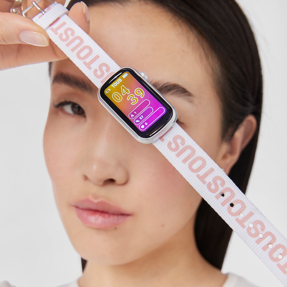 Reloj smartwatch con correa de nylon y correa de silicona rosa T-Band image number 7