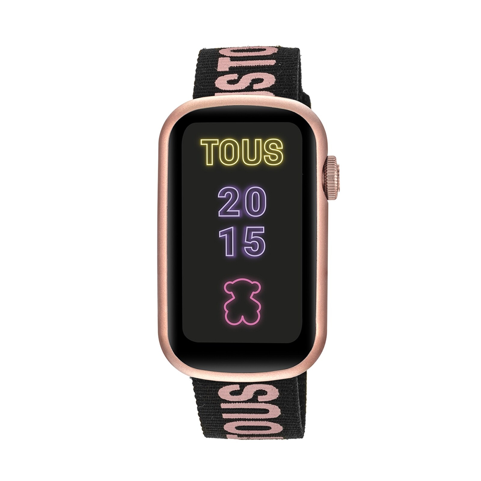 Smartwatch with nylon strap and pale pink silicone strap T-Band