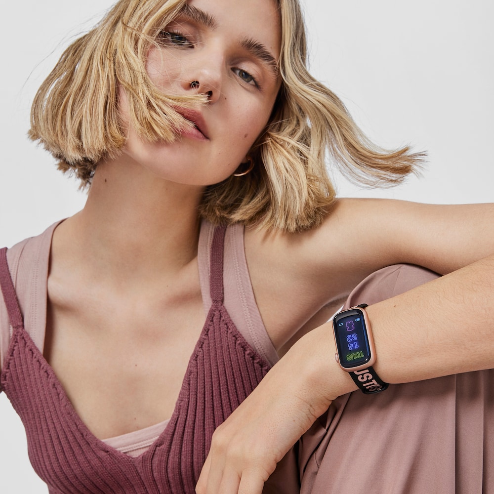 Reloj smartwatch con correa de nylon y correa de silicona rosa palo T-Band image number 5