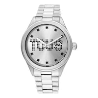 Reloj analógico con brazalete de acero y cristales T-Logo