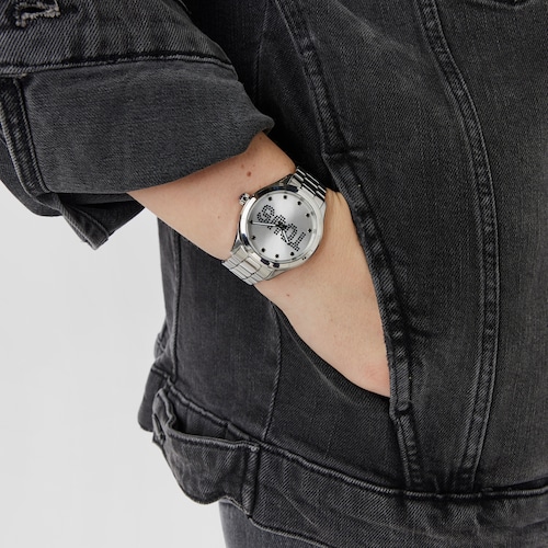 Analogue watch with steel wristband and crystals T-Logo