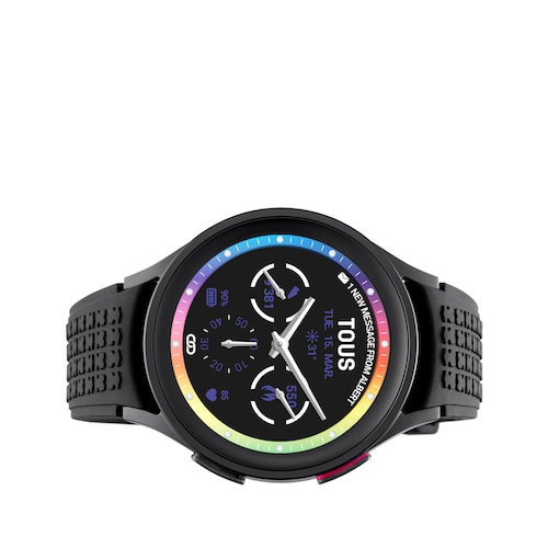 Relógio Samsung Galaxy 5 Pro X TOUS smartwatch de titânio preto com pulseira de silicone preta