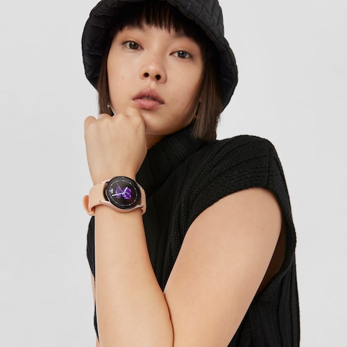 Relógio Samsung Galaxy Watch 5 X TOUS smartwatch em alumínio rosa com banda de silicone rosa