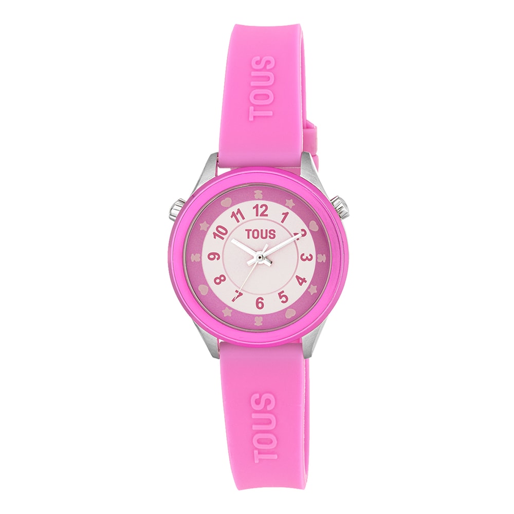 Reloj anal&oacute;gico fucsia de acero Mini Self Time