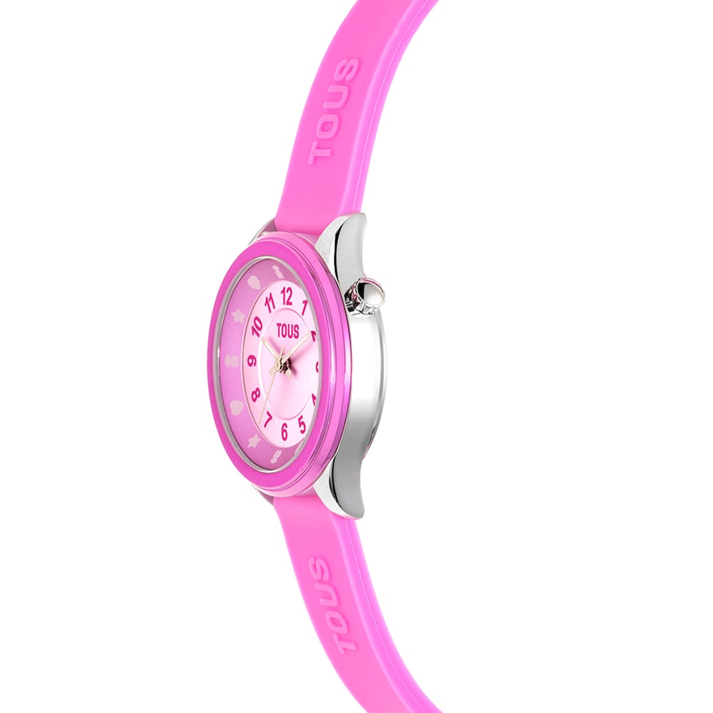 Reloj anal&oacute;gico fucsia de acero Mini Self Time