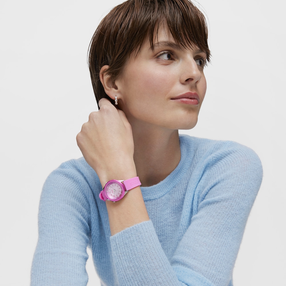 Reloj anal&oacute;gico fucsia de acero Mini Self Time