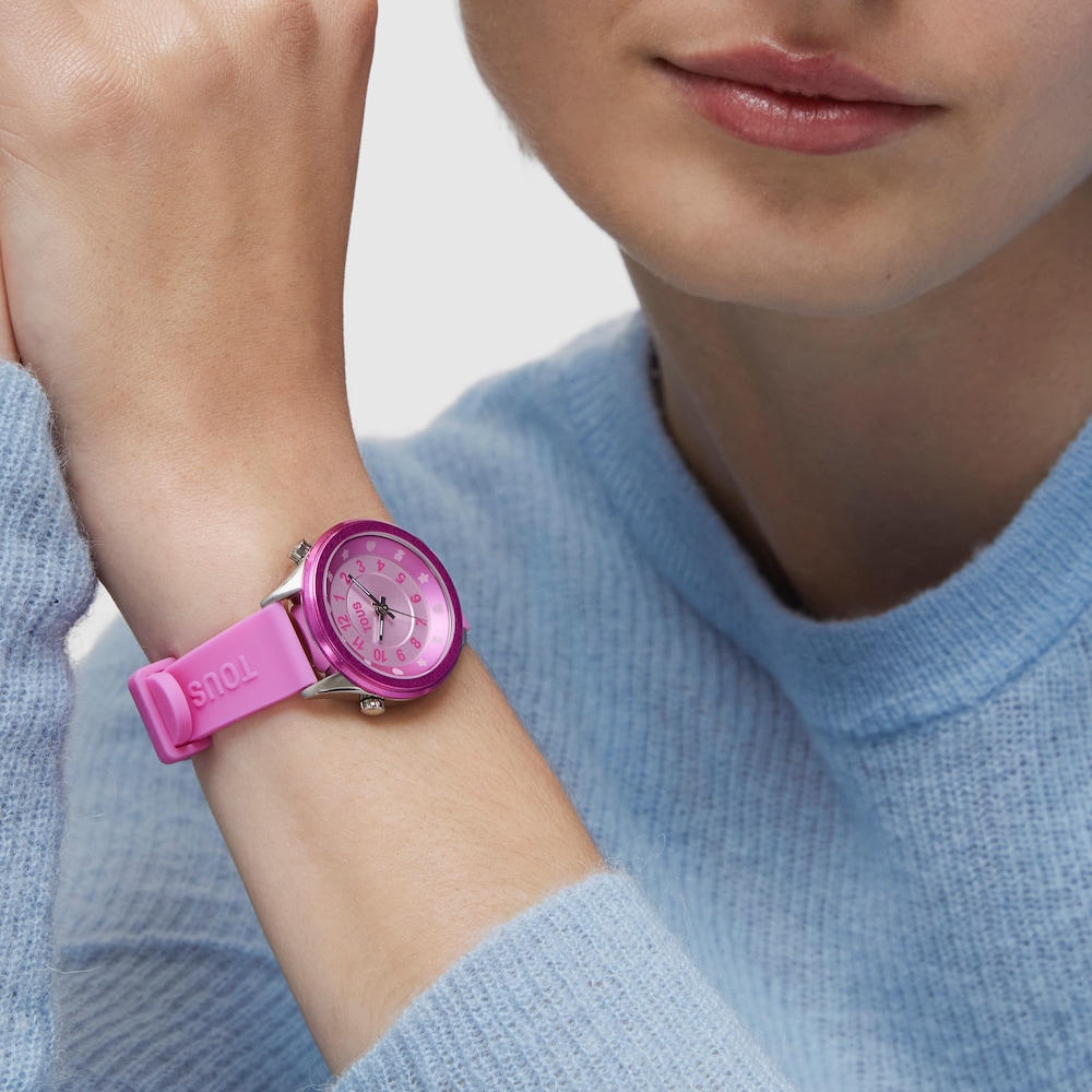 Reloj anal&oacute;gico fucsia de acero Mini Self Time