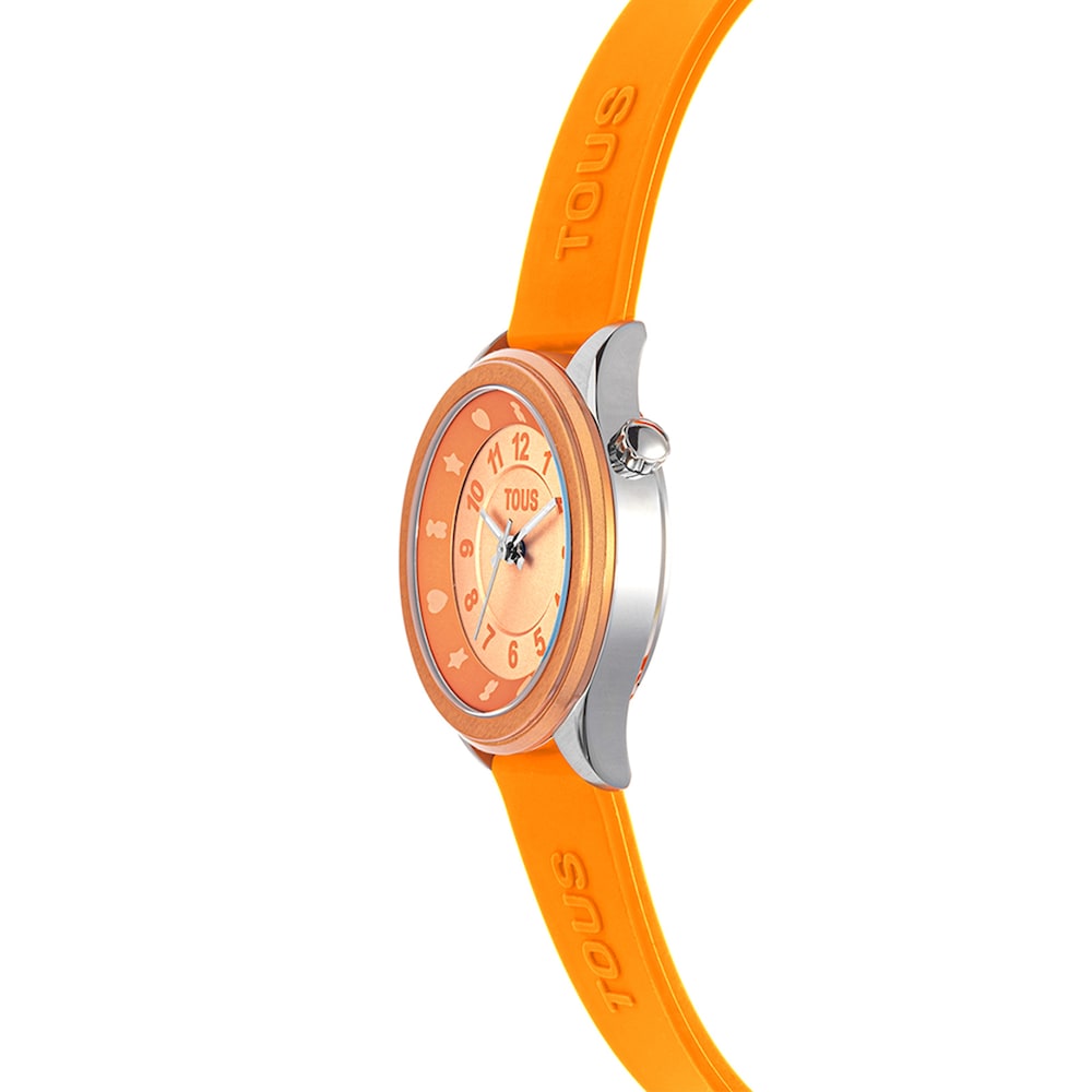 Reloj anal&oacute;gico naranja de acero Mini Self Time