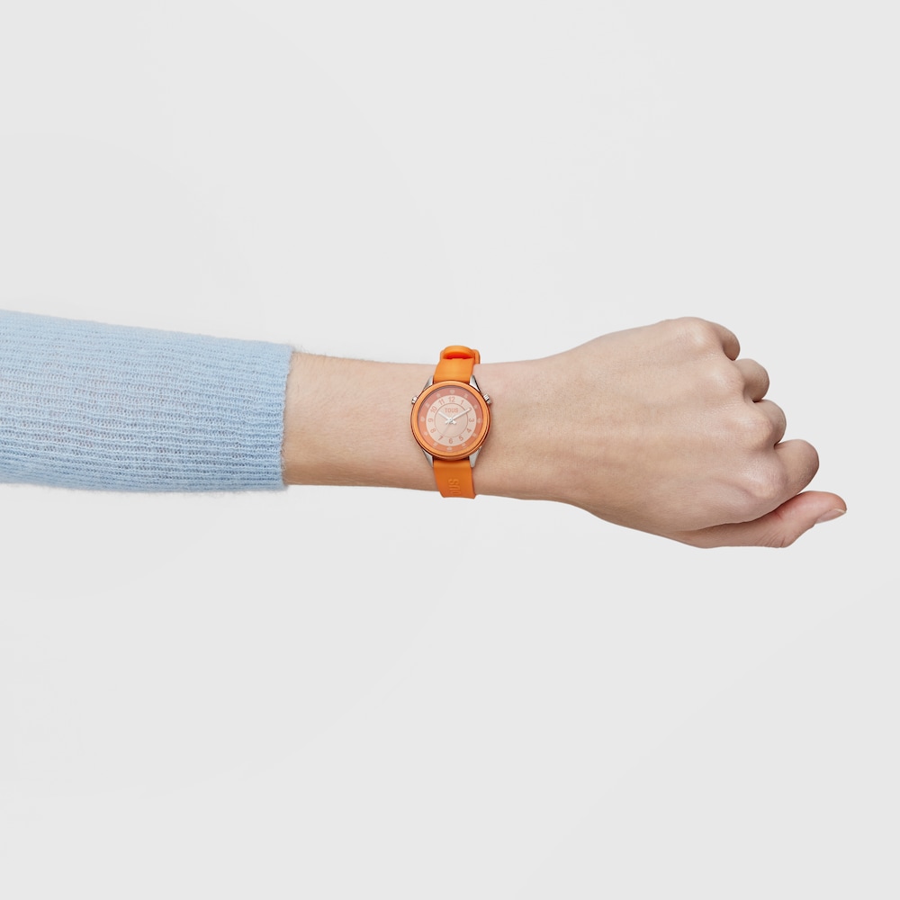 Reloj anal&oacute;gico naranja de acero Mini Self Time
