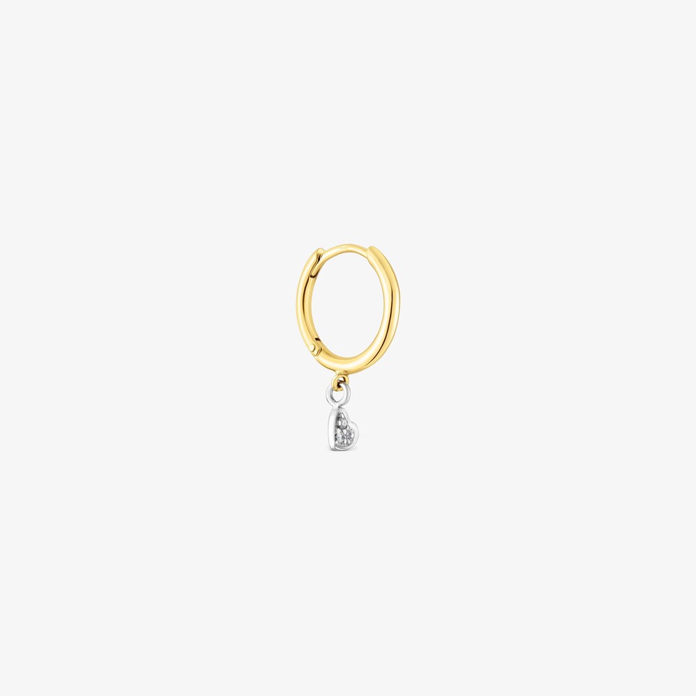18K solid gold Basics Hoop earring with heart motif