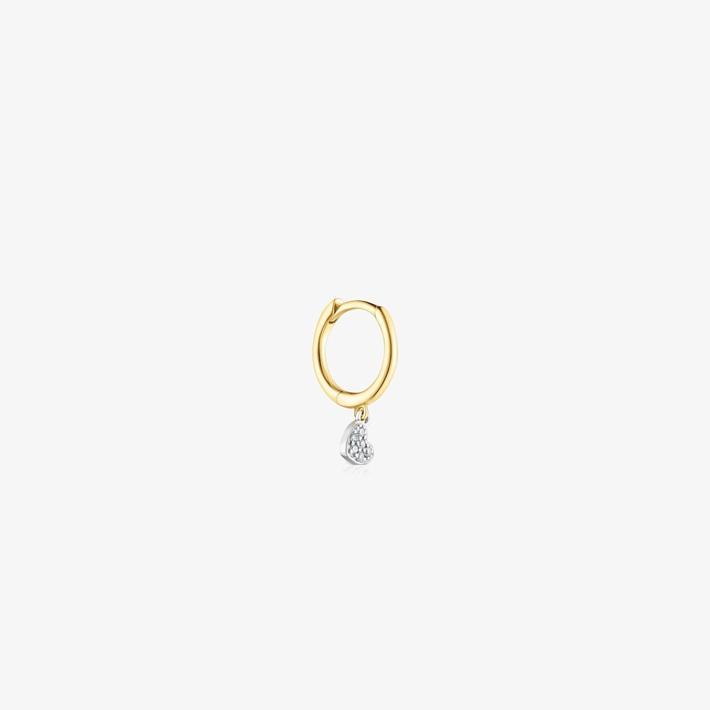 18K solid gold Basics Hoop earring with heart motif