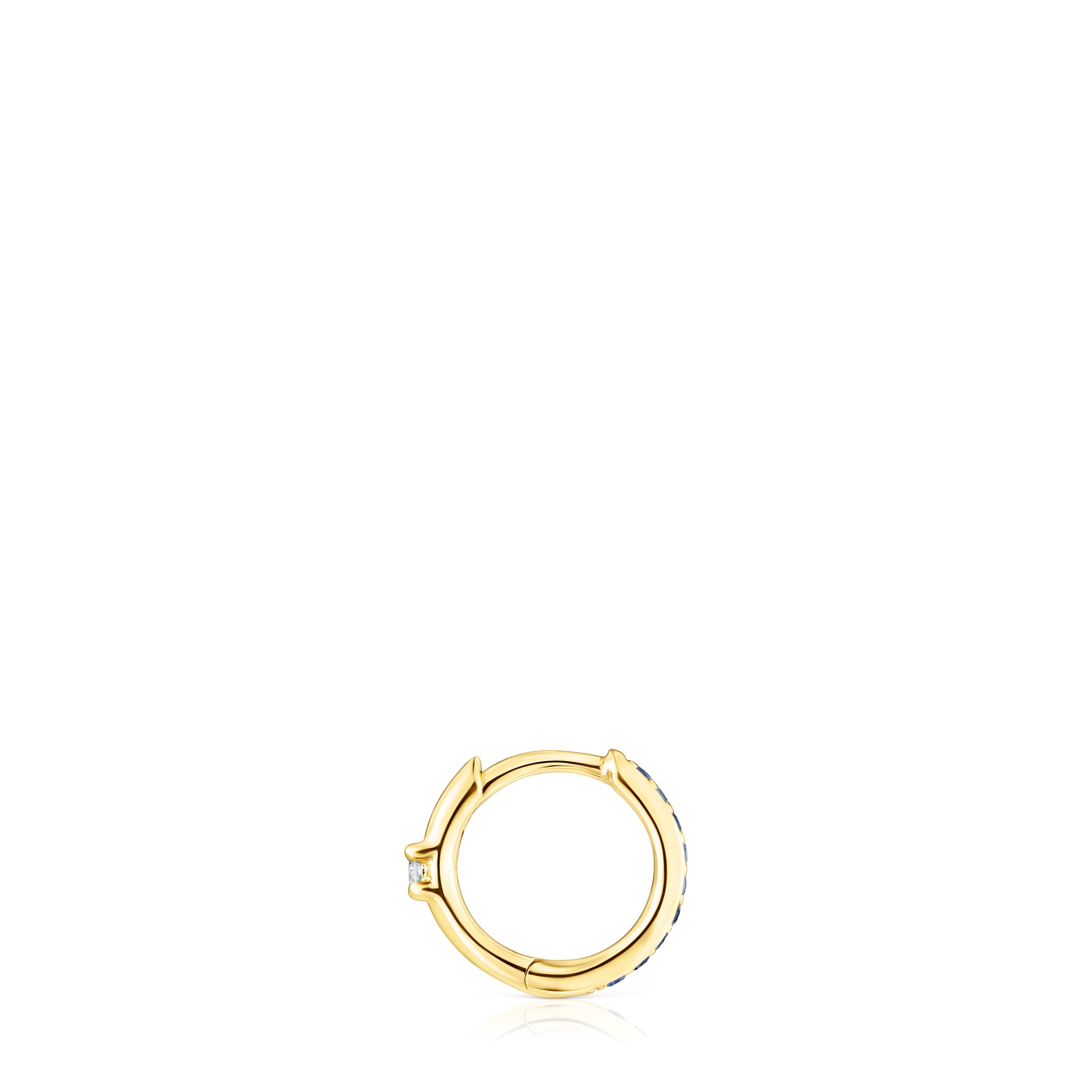 Gold TOUS Basics Hoop earring with blue sapphires and a diamond