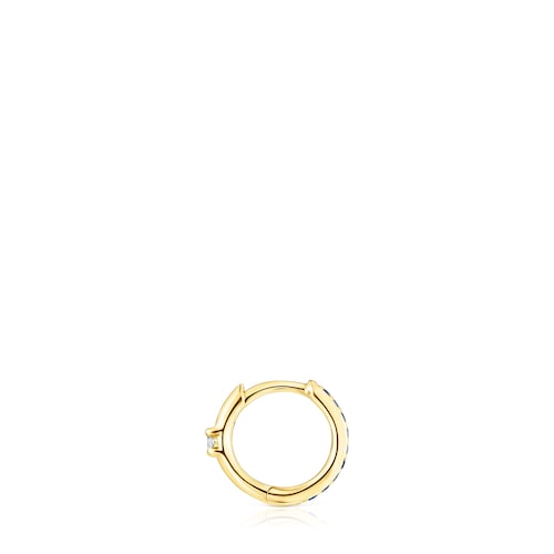 Gold TOUS Basics Hoop earring with blue sapphires and a diamond