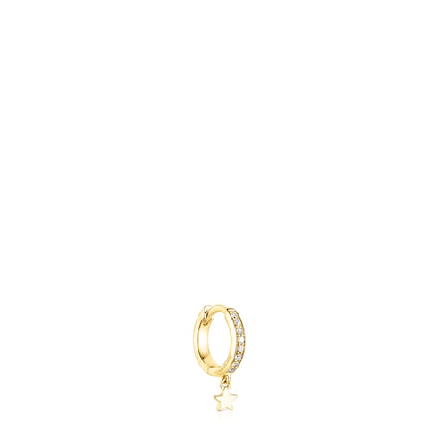 Gold TOUS Basics Hoop earring with pink sapphires and diamonds
