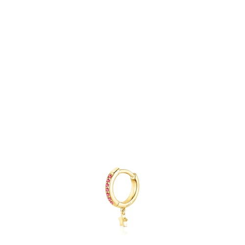 Gold TOUS Basics Hoop earring with pink sapphires and diamonds