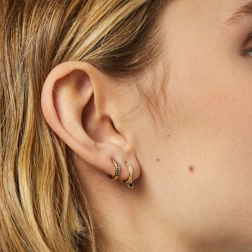 Gold TOUS Basics Hoop earring with pink sapphires and diamonds