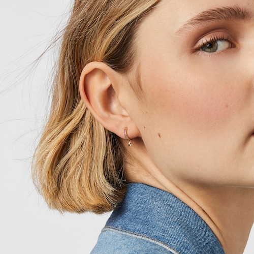 Gold TOUS Basics Hoop earring with pink sapphires and diamonds