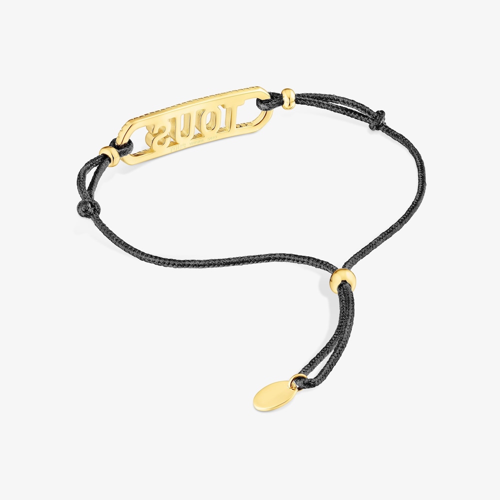 Pulseira em nylon preto, prata vermeil e diamantes Logo