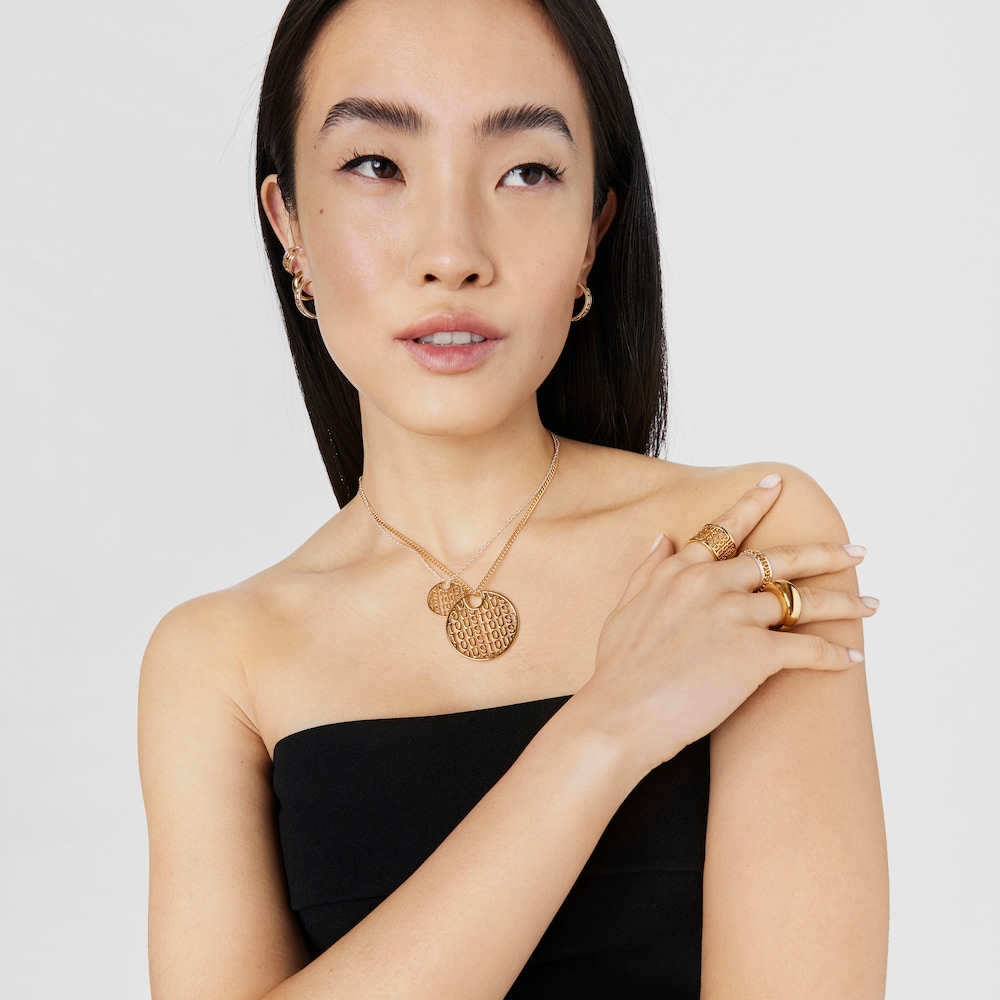 Collar grande con ba&ntilde;o de oro 18 kt sobre plata Logo