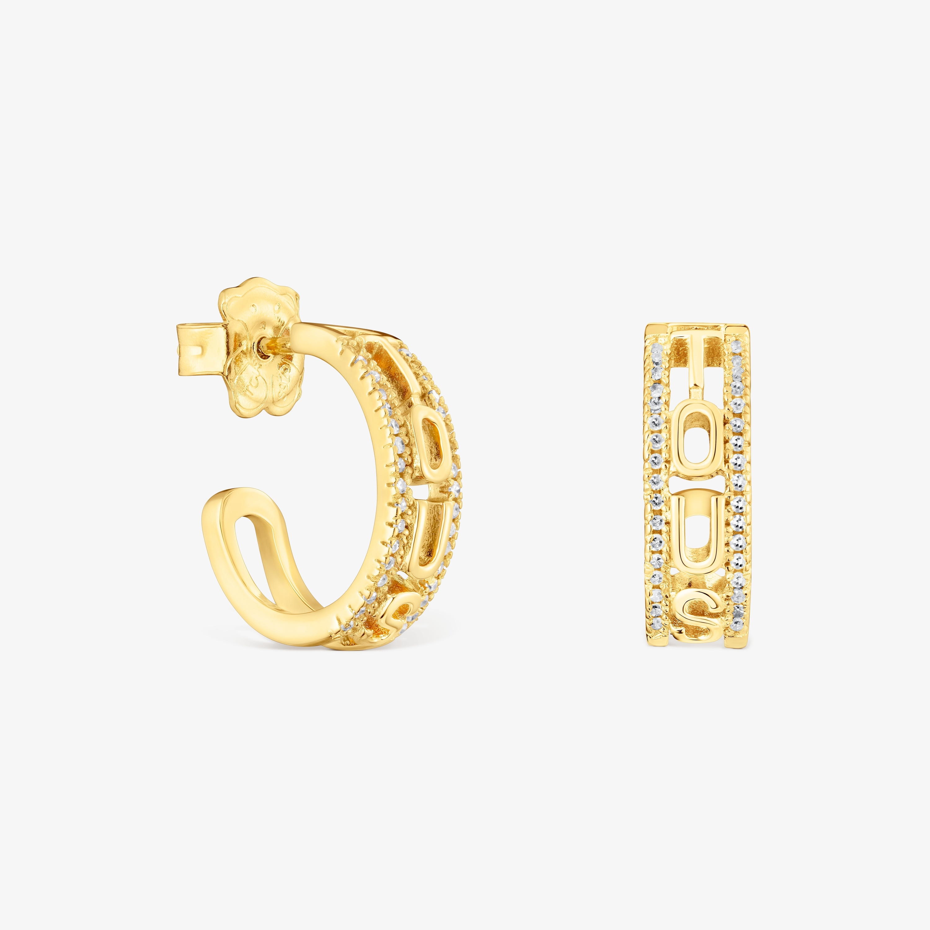 Silver vermeil Hoop earrings with diamonds Logo