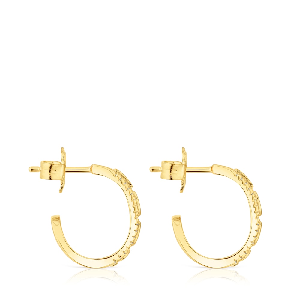 Pendientes aro con baño de oro 18 kt sobre plata y diamantes Logo image number 1
