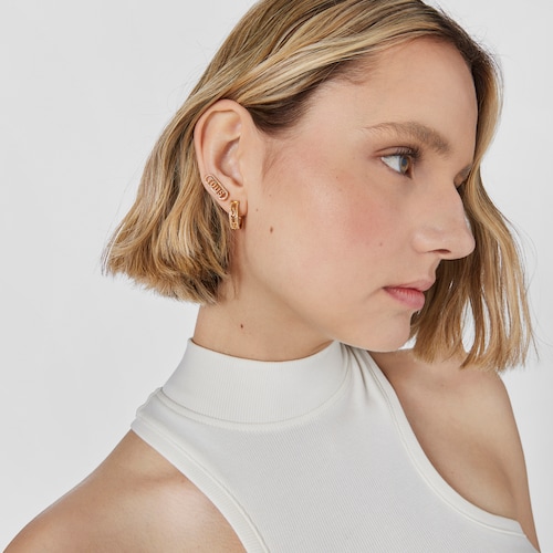 Silver vermeil Hoop earrings with diamonds Logo