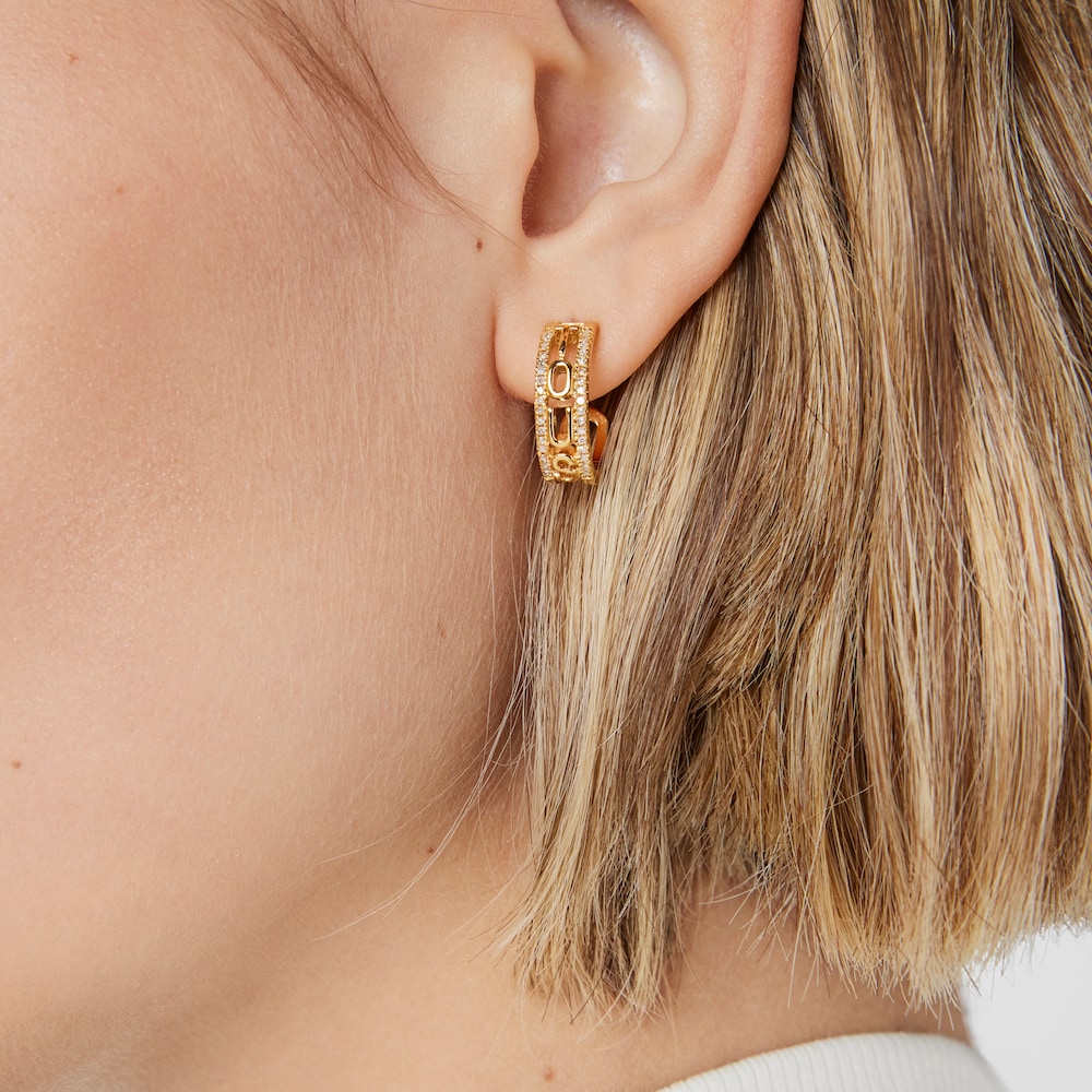 Kolczyki kreolki ze srebra vermeil z diamentami Logo