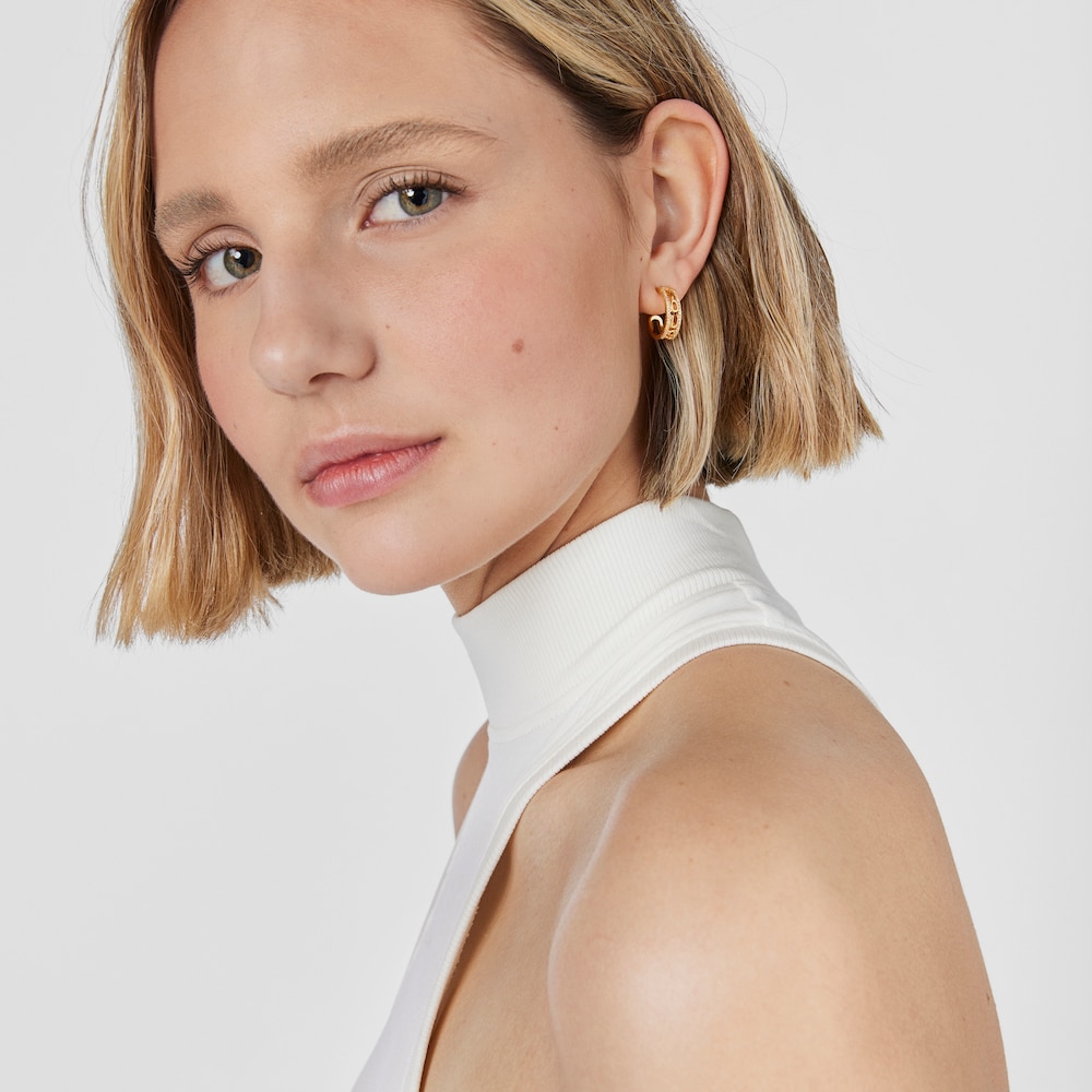 Kolczyki kreolki ze srebra vermeil z diamentami Logo