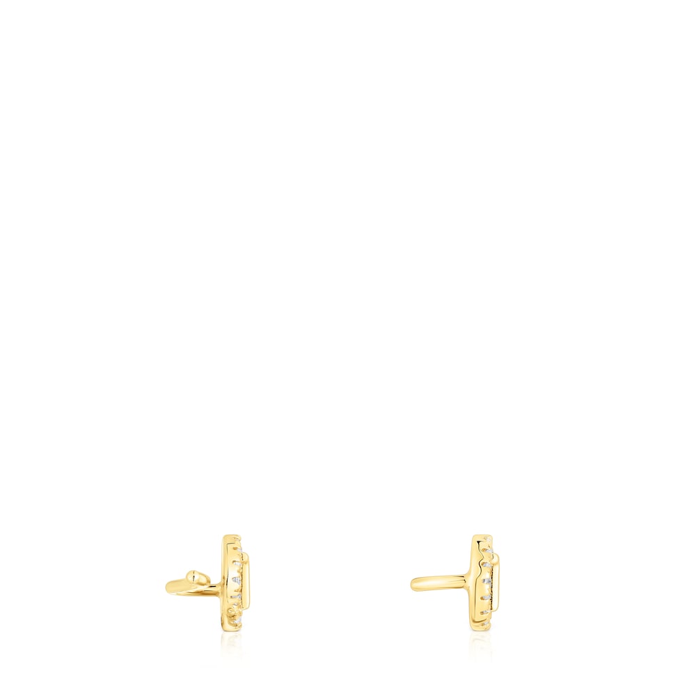 Pendientes trepadores con baño de oro 18 kt sobre plata y diamantes Logo image number 1