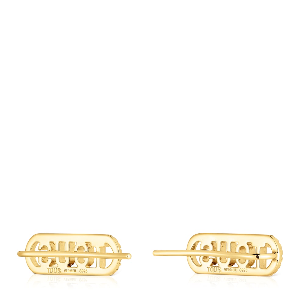 Pendientes trepadores con baño de oro 18 kt sobre plata y diamantes Logo image number 2
