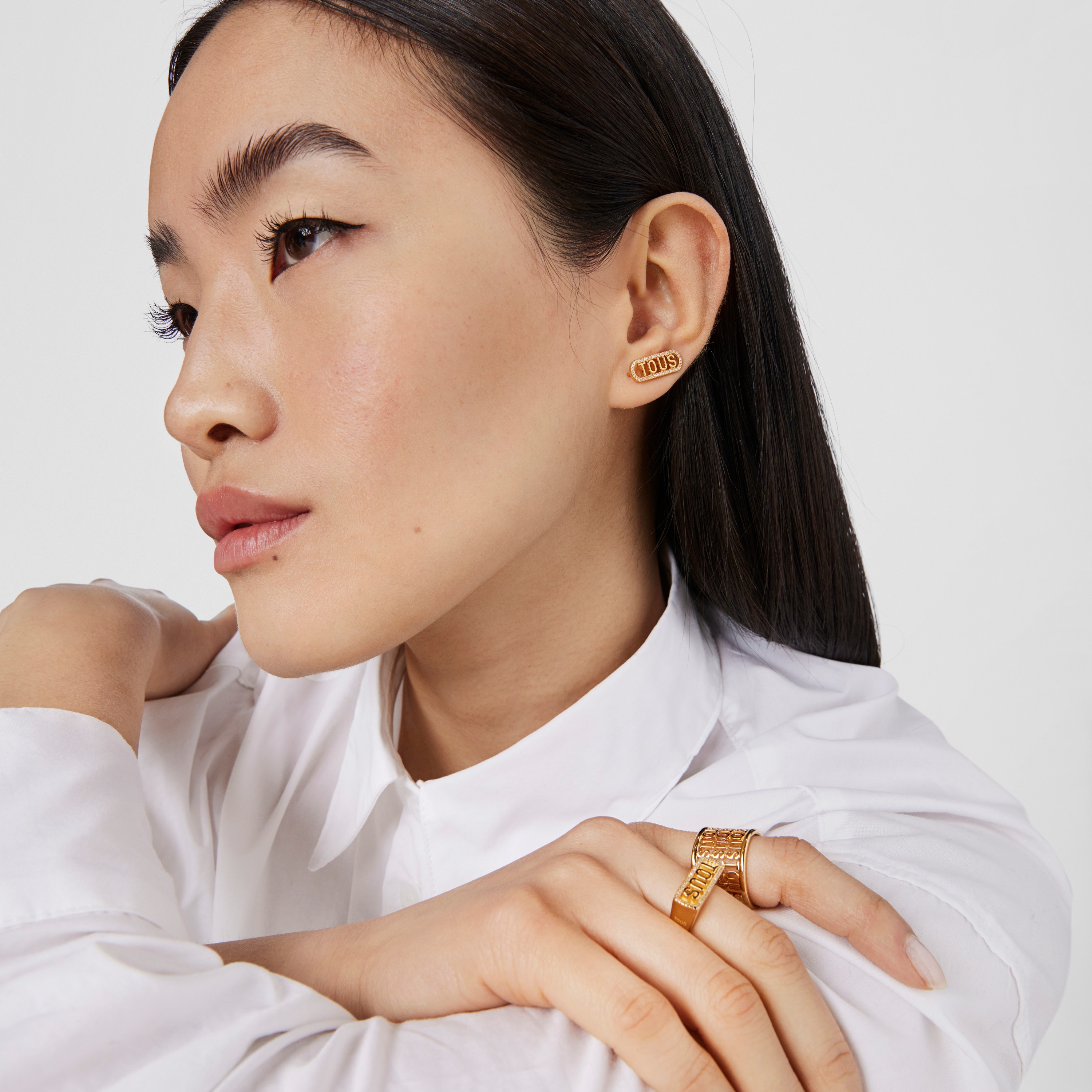 Silver vermeil Climber earrings with diamonds Logo